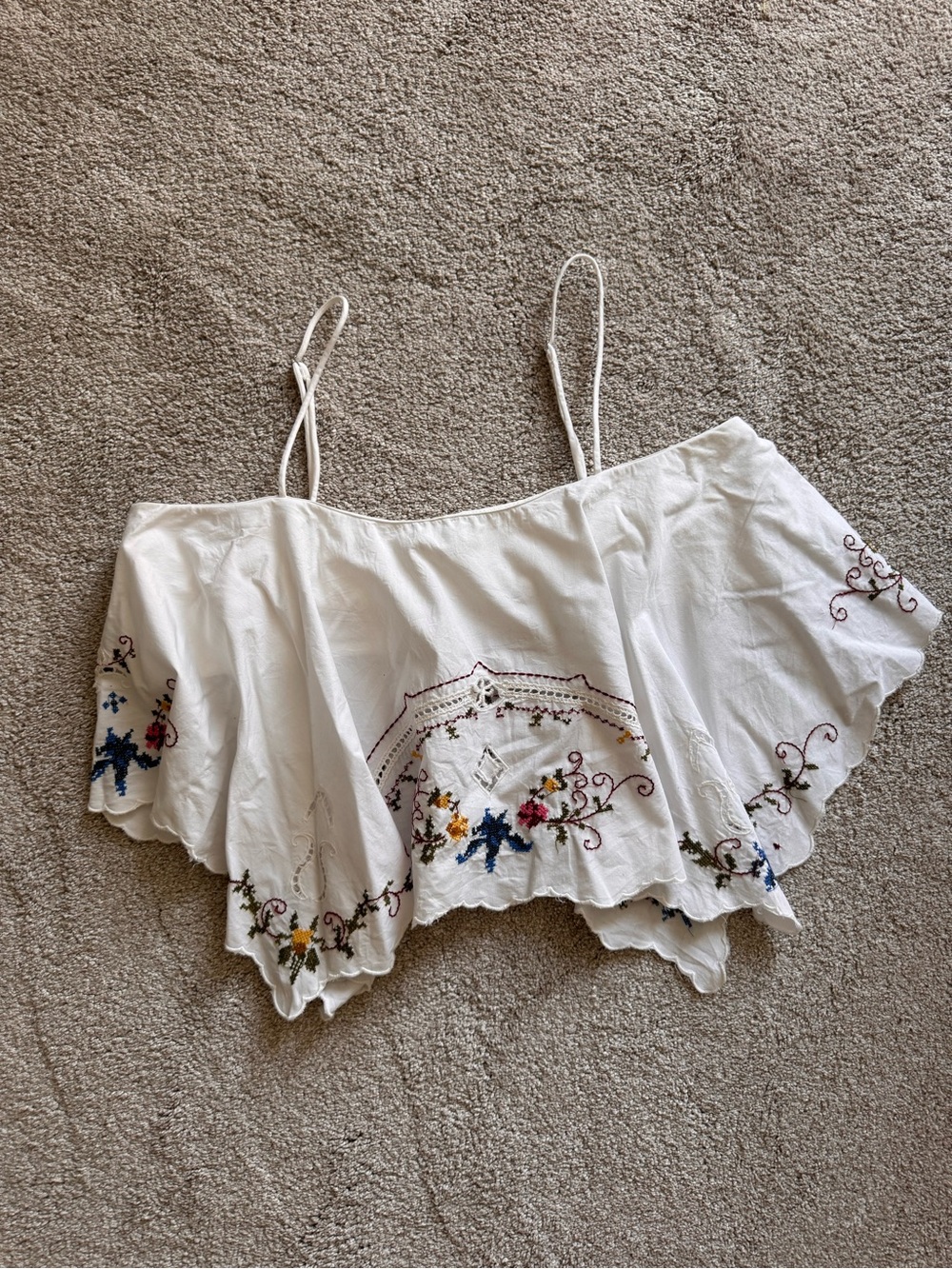By Anthropologie Hanky crop cutwork tank L